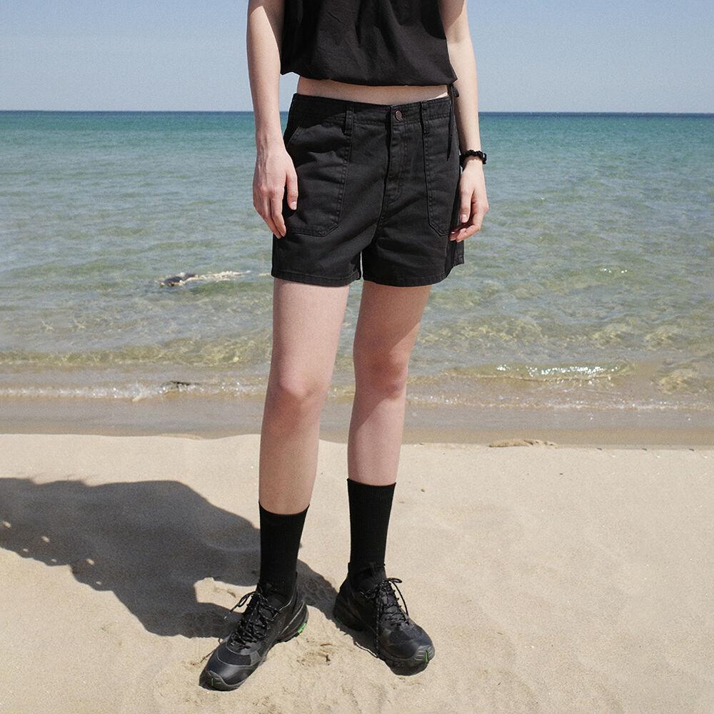 WASHED COTTON MINI SHORTS_BLACK_LC242_PT05BK