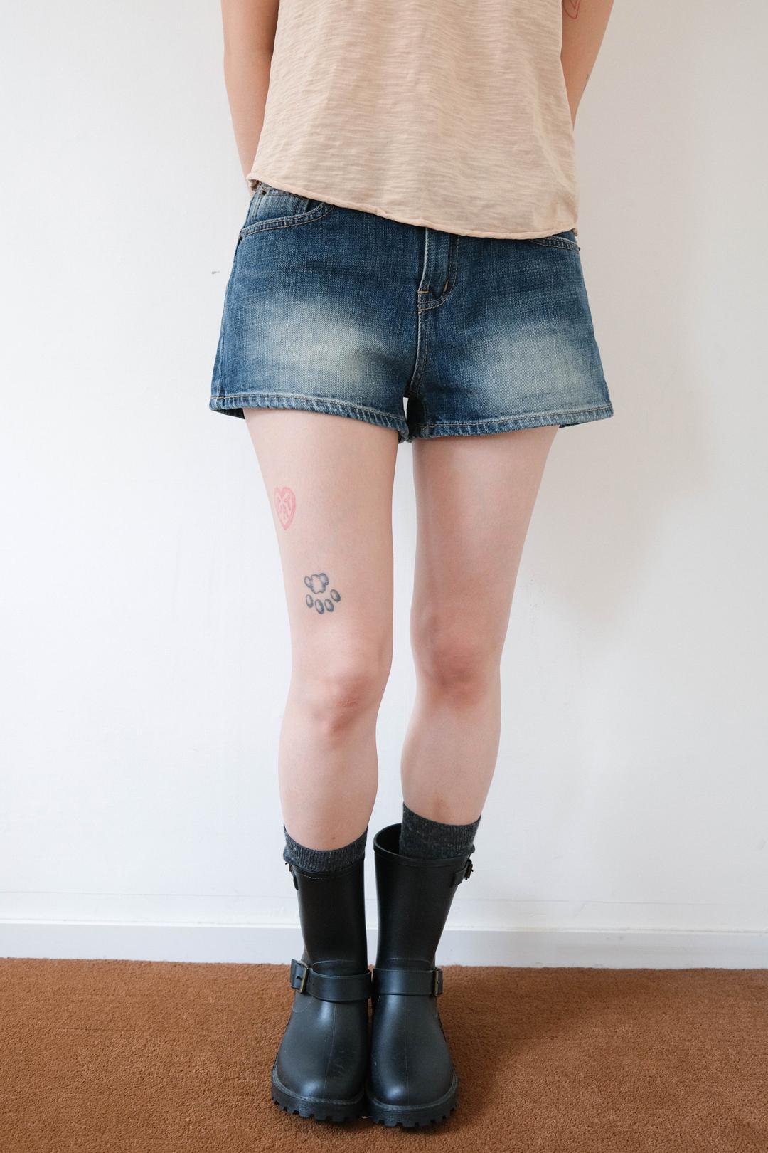 Vintage sunfade denim shorts