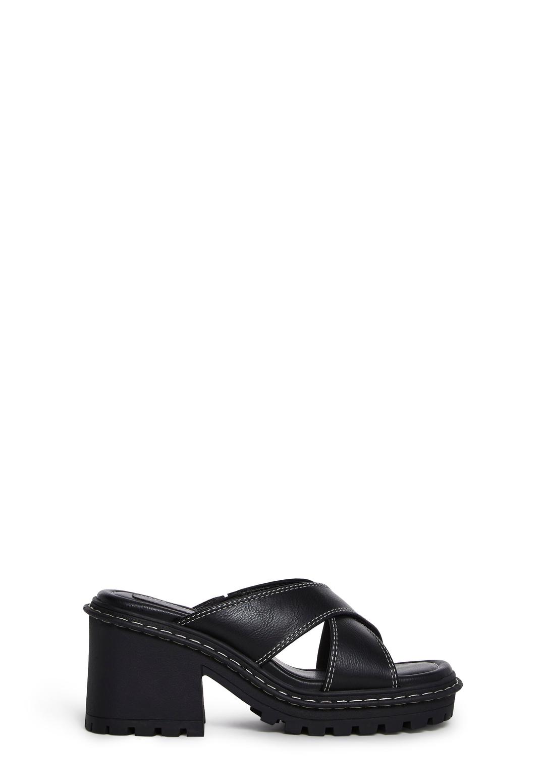 Star Worthy Cross Strap Slides - Black - BLACK / US 5