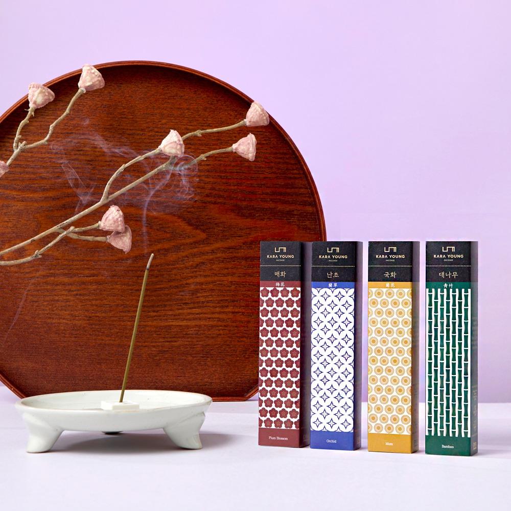 카라영 인센스 사군자 4종 세트 + 홀더 포함