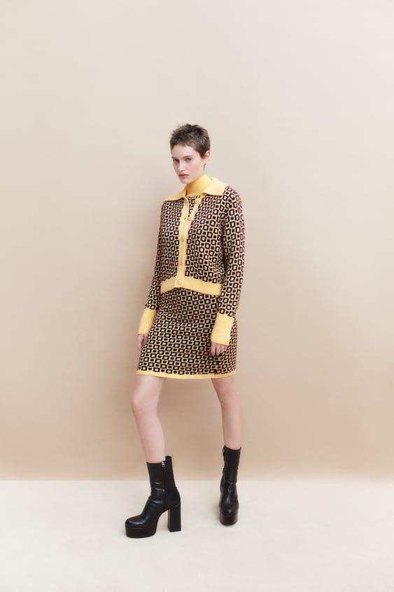 지오메트릭 자카드 니트 가디건