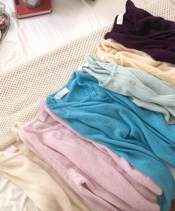 쇼퍼랜드 [봄가디건][모헤어][울] 리즌 파스텔 여리핏 라운드 니트 가디건 (6color)