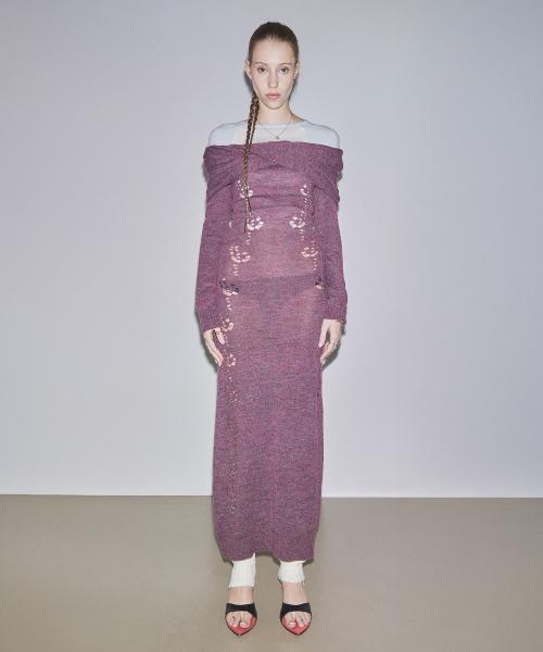 2way Shawl Maxi Dress Deep Wine