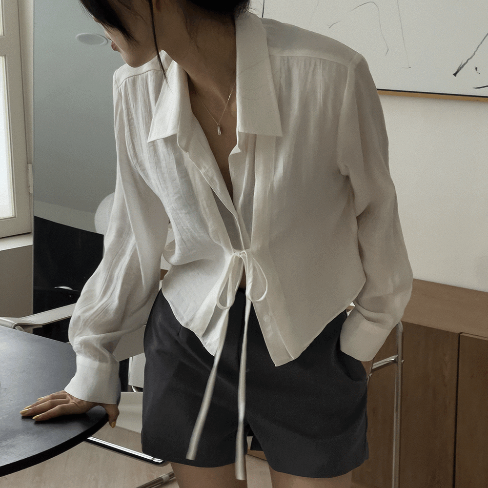 [뉴모즈] 크롭 셔츠 블라우스