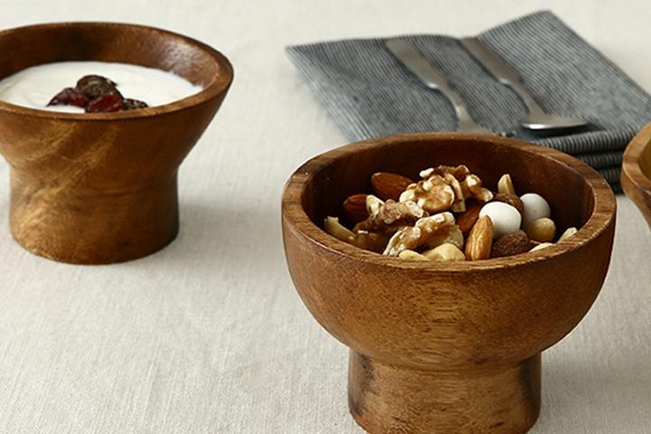 통 원목 우드 라운드 볼 요거트 스프 시리얼 나무그릇