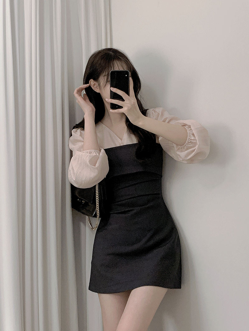 유어버튼 [기장추가+7cm✨주문폭주!/3way/하객룩♥] 루블리 탑 셔링 미니원피스