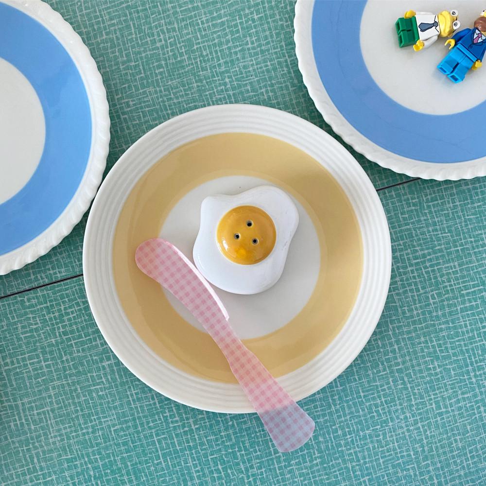 [중고] 레녹스 레어 5스텝 옐로우 샐러드접시 플레이트