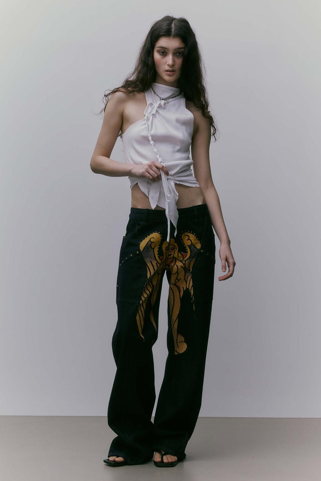 [Sculptor X Ed Hardy] Cracked Angel Denim Indigo