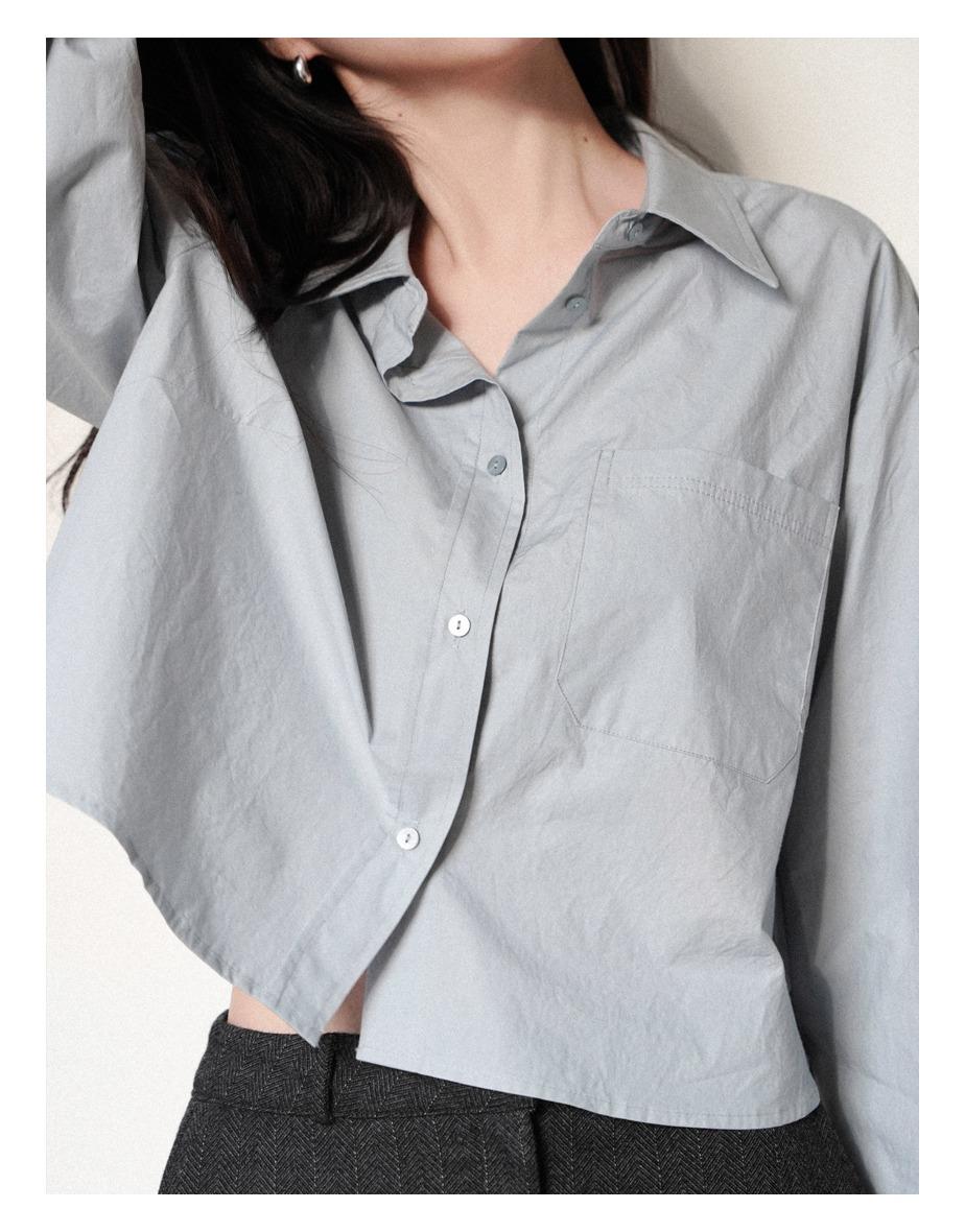 안나 크롭 코튼 셔츠 (2colors)