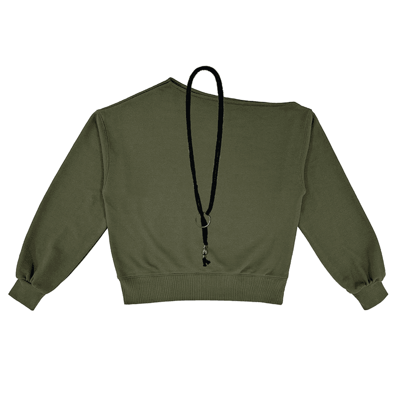 [BOBAE] UNBALANCE BELT SWEAT SHIRTS_KHAKI