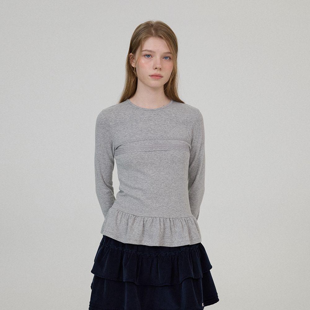 Frill Lace Top - Grey