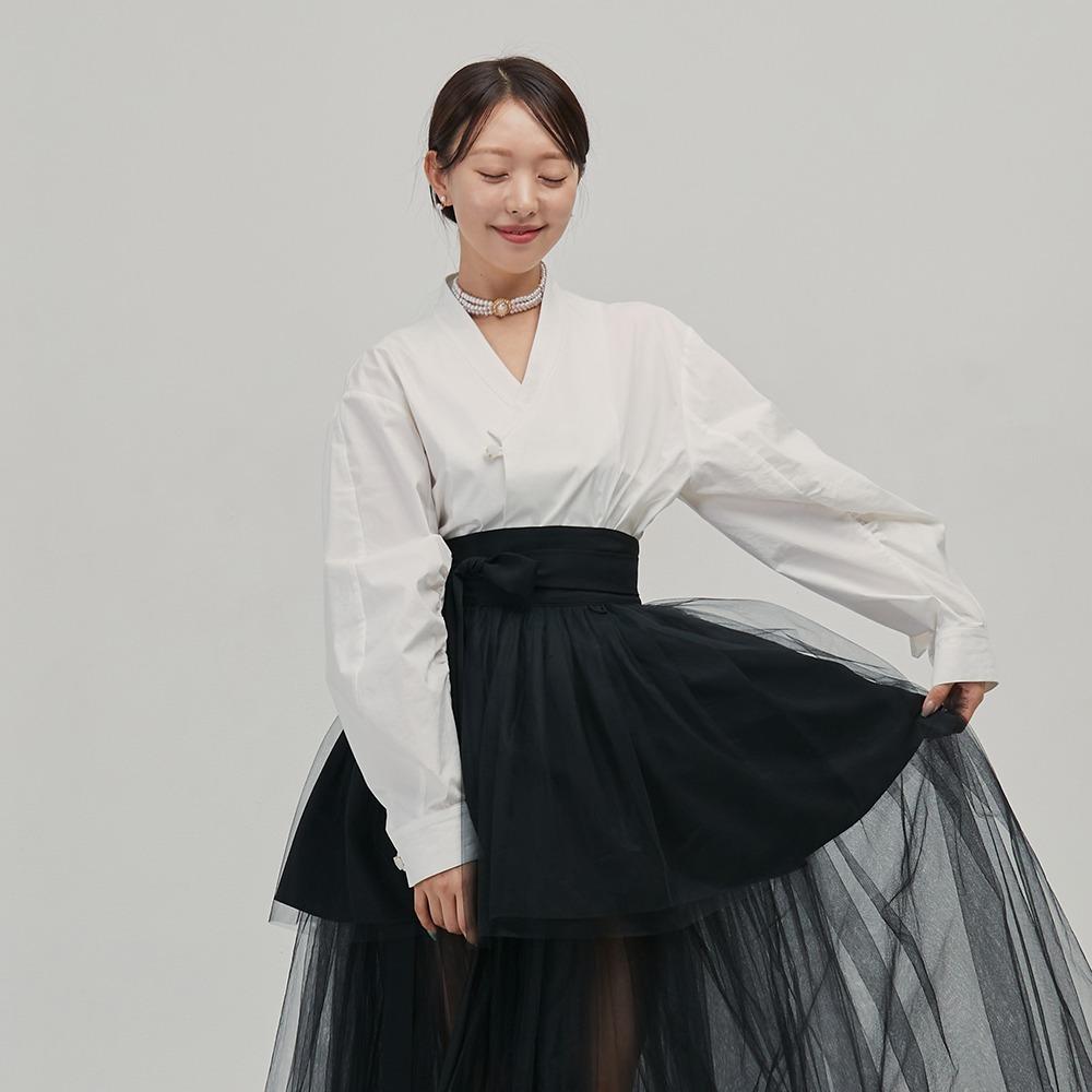 반달소매 블라우스 저고리 [화이트]