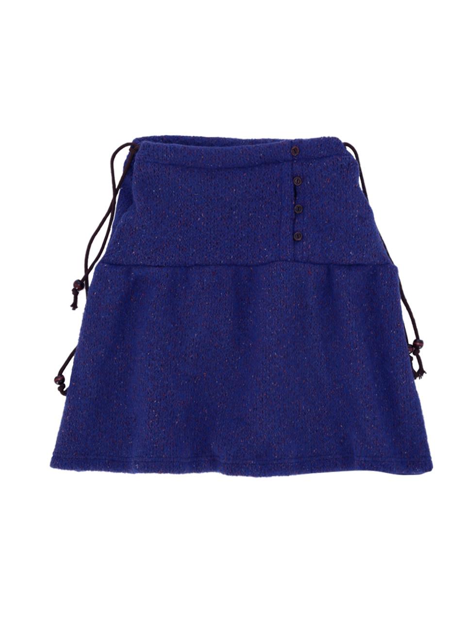 WOOD BUTTON KNIT SKIRT  (BLUE)