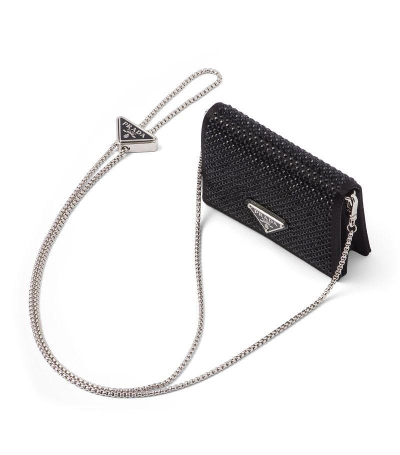 프라다 블랙 체인 지갑 Prada black Crystal-Embellished Chain Wallet | Harrods UK 20304660