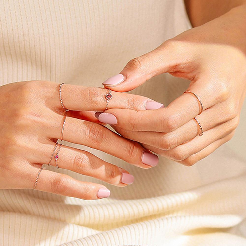 [N배송] 로이드 탄생석 스몰 체인링 2mm 14K 반지 LRS21052G