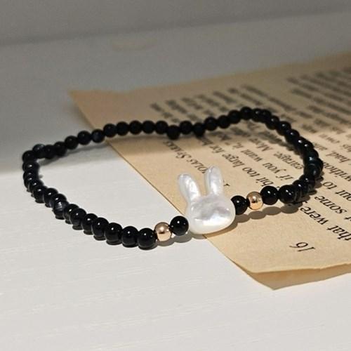 14K 금볼 토끼 자개 팔찌