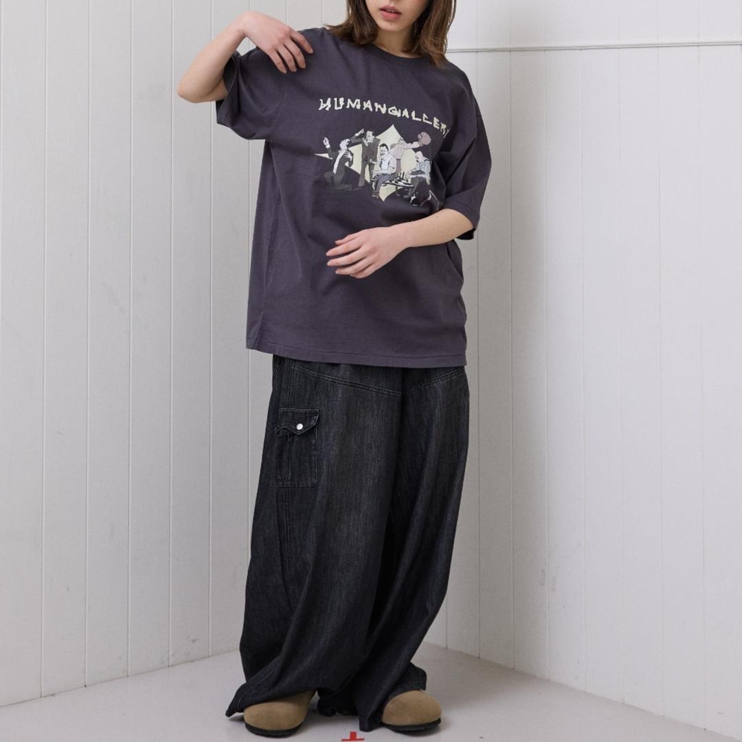 유틸리티 포켓 실키 데님 팬츠 - 블랙