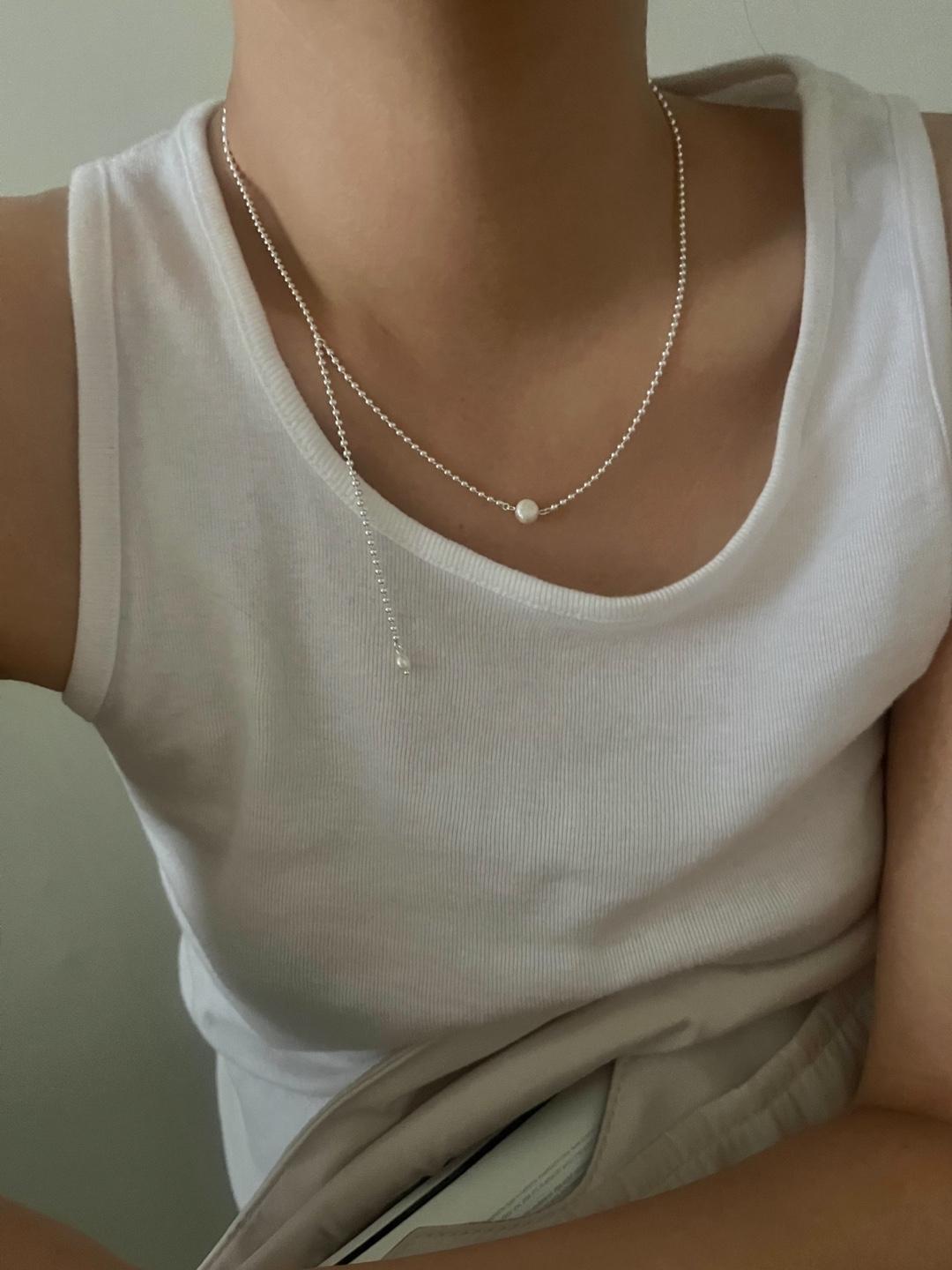 (silver925) Pearl drop ball necklace