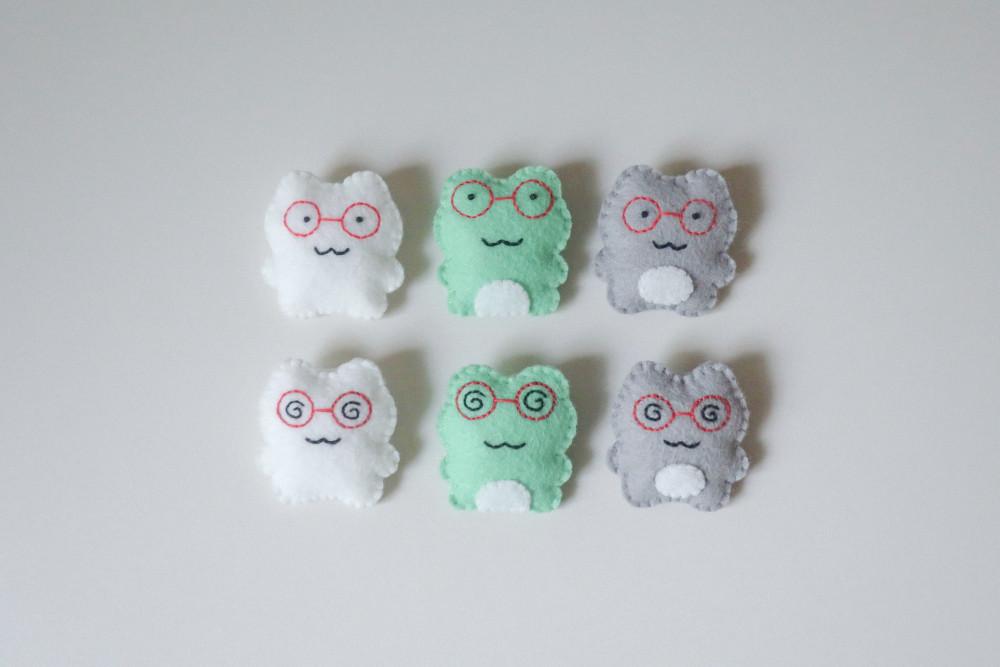 빨간 안경 친구들 핸드메이드 펠트 인형 키링