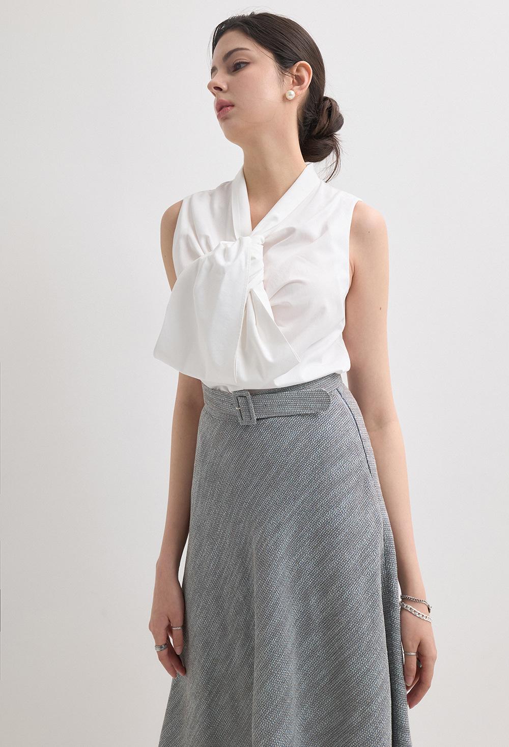 타이 블라우스 - 화이트 -