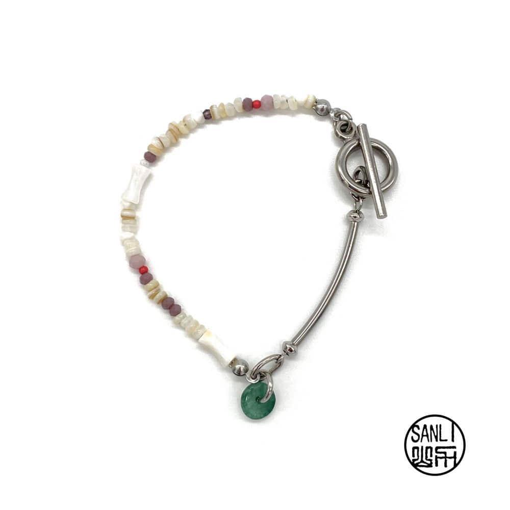 Green point half bangle bracelet (2 color)