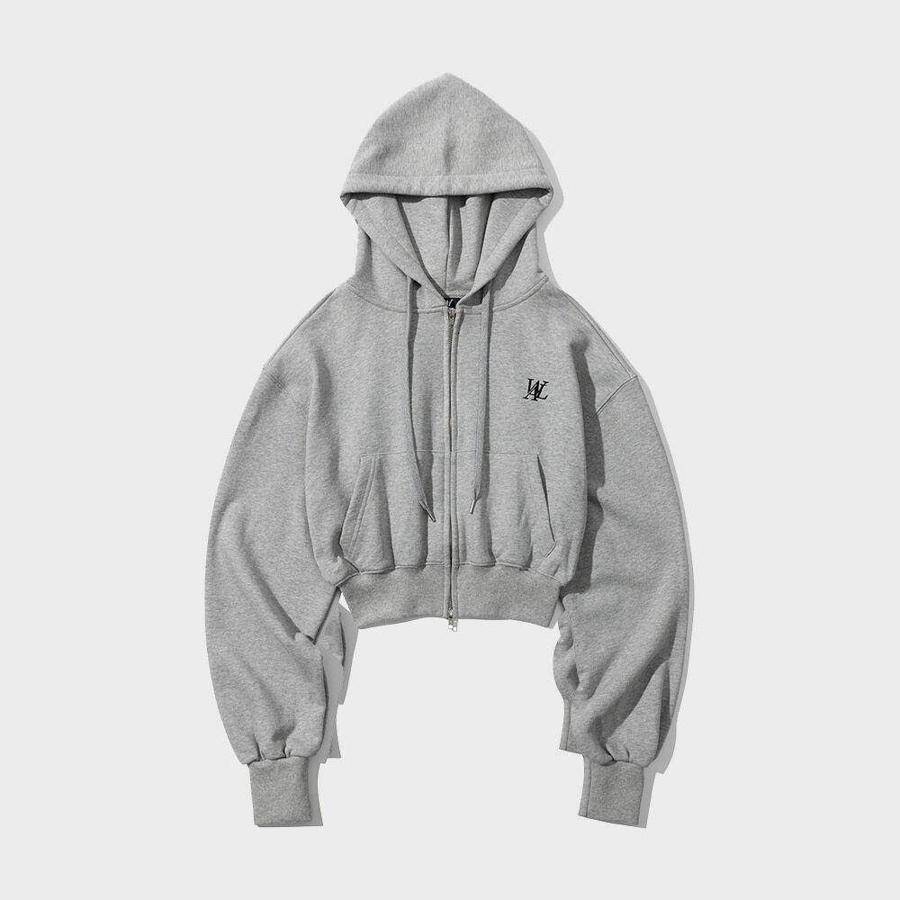 Signature crop hood zip-up - GREY
