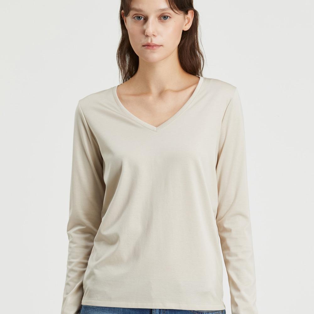 브이넥 클래식핏 긴소매 티셔츠 (WOMEN)