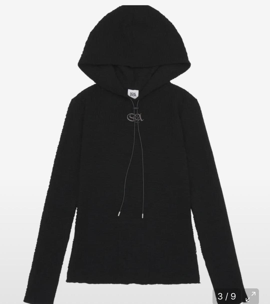 스컬프터 후드 E-string Crinkle Hoodie Black | 후루츠패밀리
