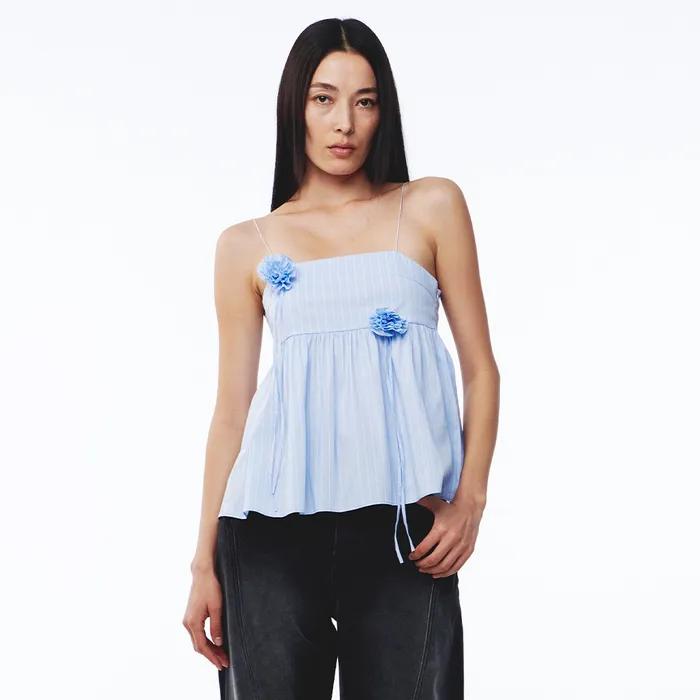 Stripe Corsage Camisole Sky Blue Stripe