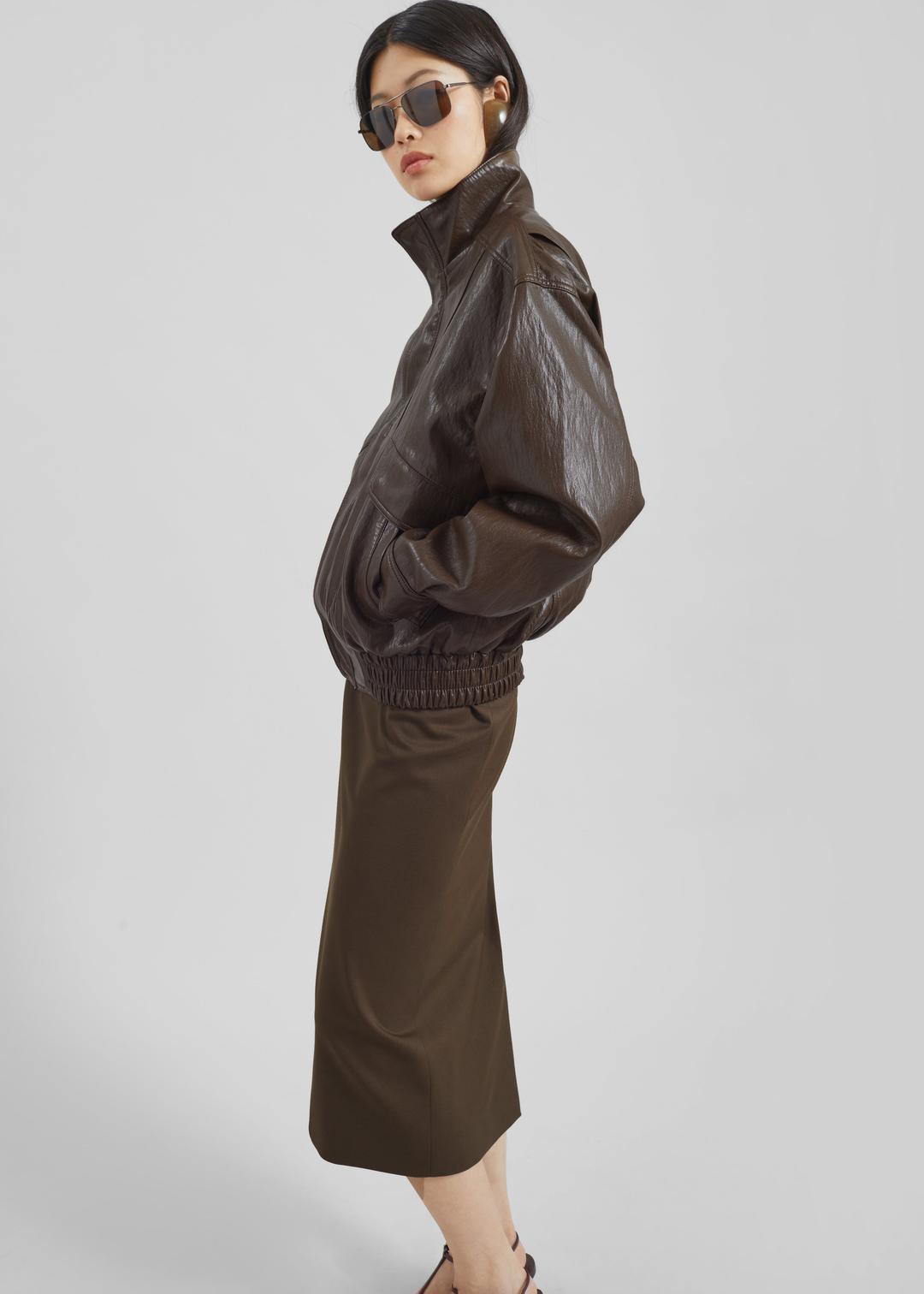 Burland Faux Leather Jacket - Brown - S