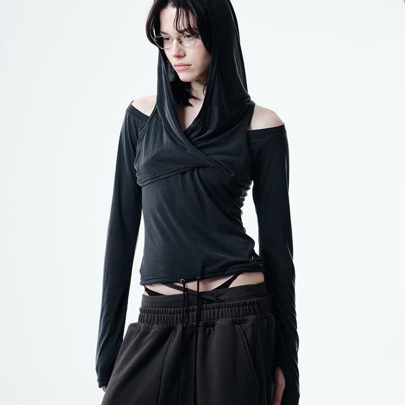 (2월 15일 순차배송)EVA OFF-SHOULDER HOODIE (CHARCOAL)