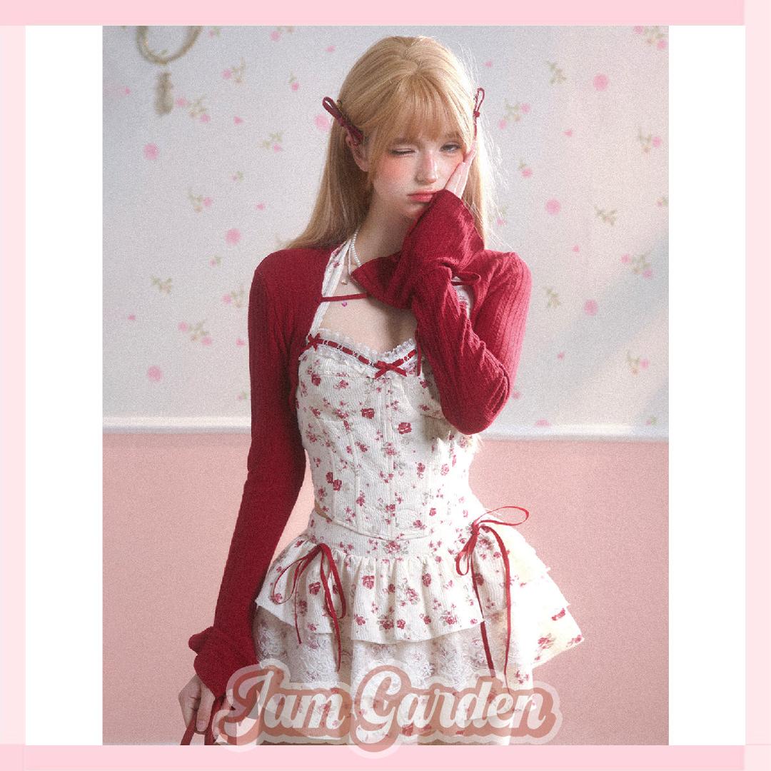 Dolly Baby Cherry red floral suit dress - S