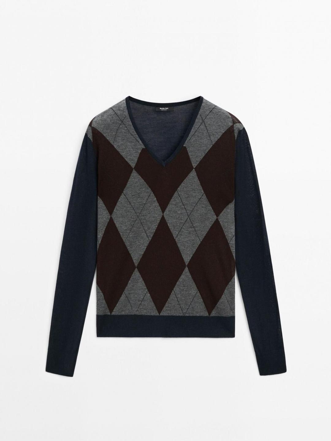 스페인샵 마시모두띠 울 실크 혼방 니트 스웨터 5699/649 NAVY BLUE
