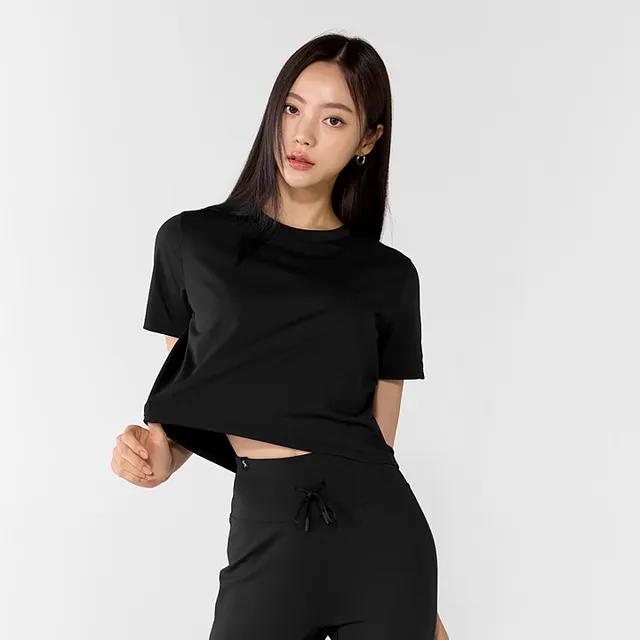 베이직 스트레치 크롭 티셔츠 블랙