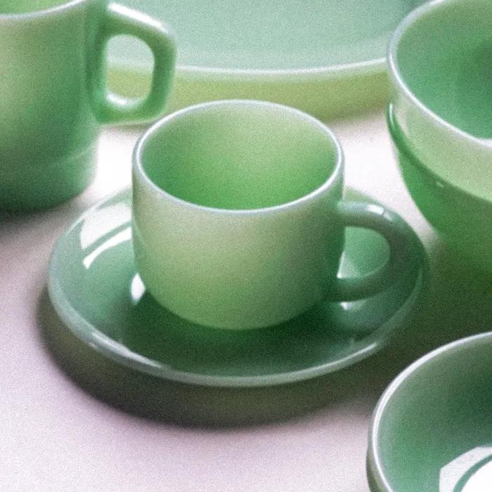 [집들이 선물] 베이직 밀크글라스 커피잔 세트(OPL) 민트