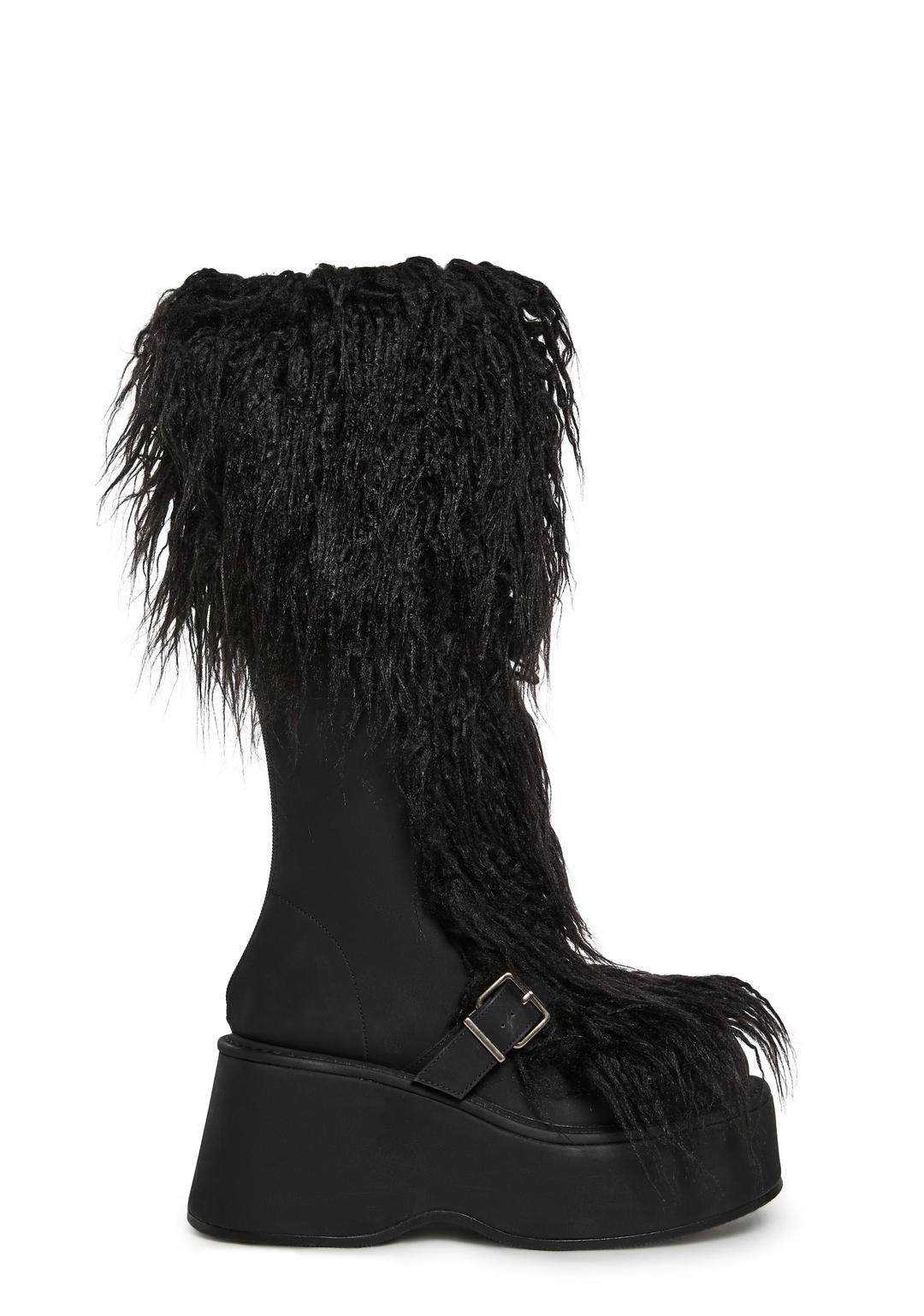 For Good Faux Fur Boots - Black - BLACK / US 5