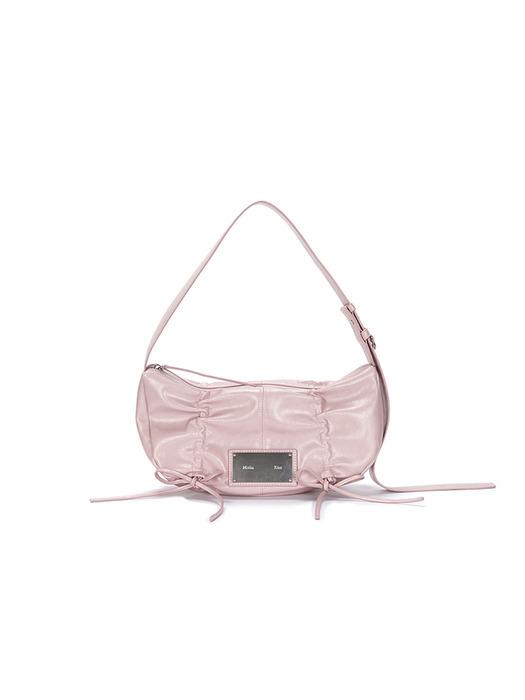 HALF SHIRRING RIBBON ROUND BAG IN PINK