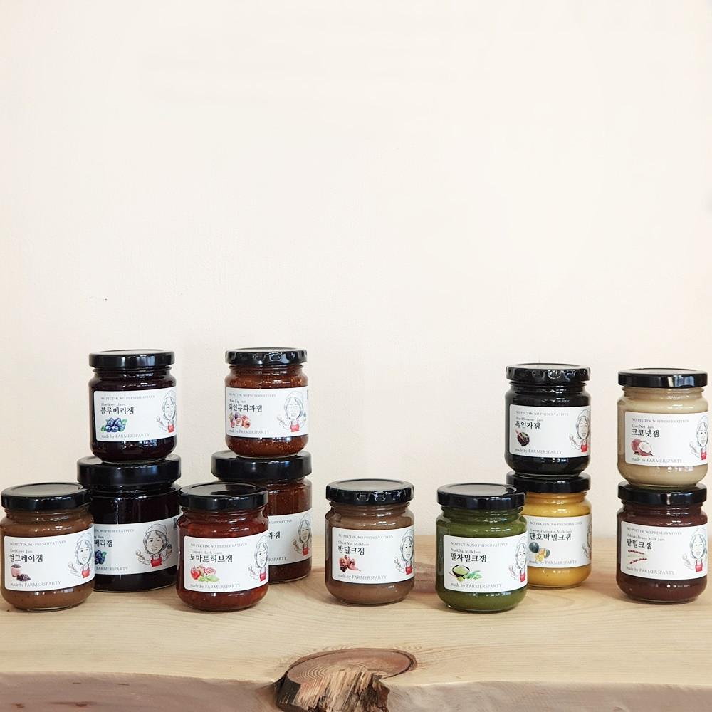 수제잼 얼그레이 커피 녹차 밤 코코넛 국산 블루베리 콩포트 잼 스프레드 파머스쿠키 답례품