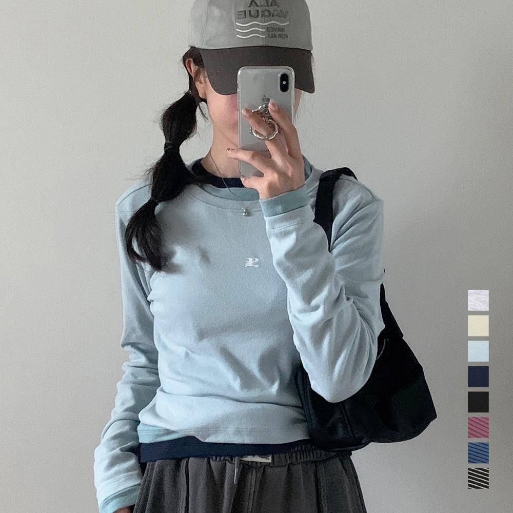 (우먼) WAVE 로고 레이어드 롱슬리브_8COLOR