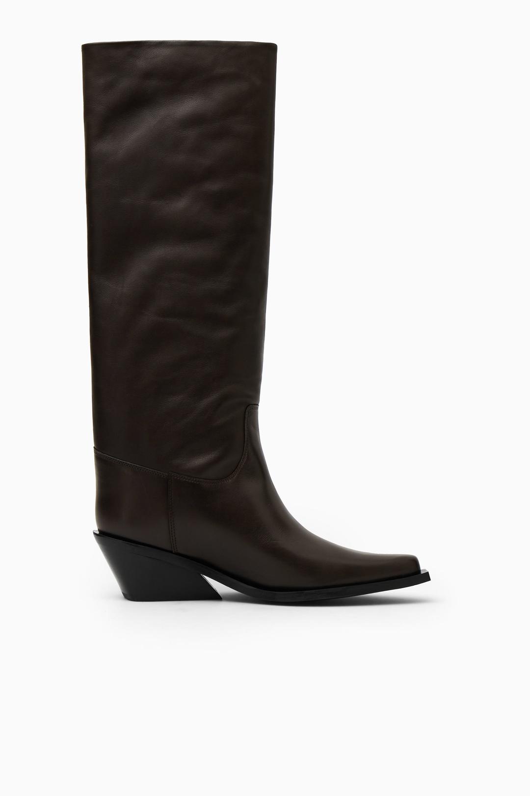BOTTES SANTIAGS HAUTES EN CUIR - MARRON FONCÉ