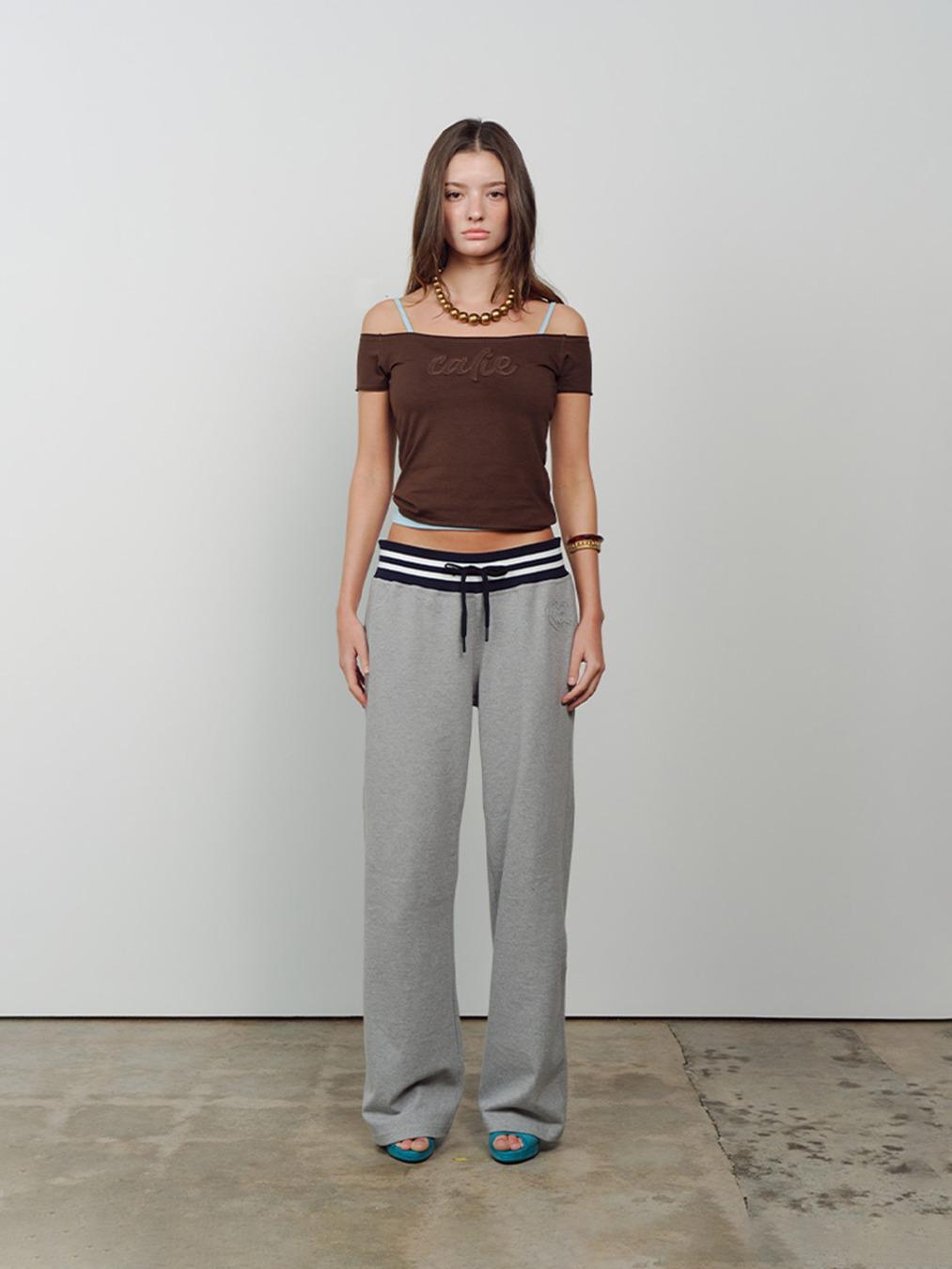 RAW EDGE OFF SHOULDER T-SHIRT BROWN