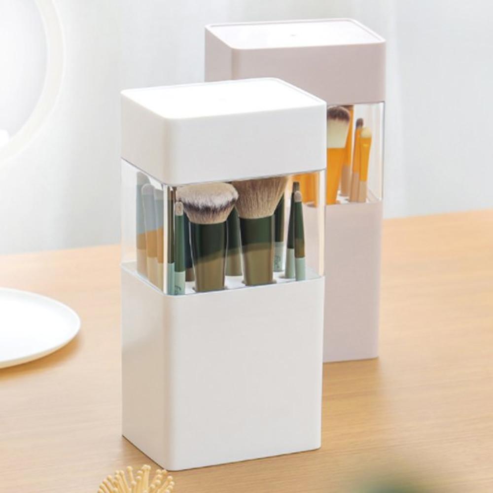 제이킨 먼지차단 화장품 정리대 보관 통 브러쉬 꽂이 정리함