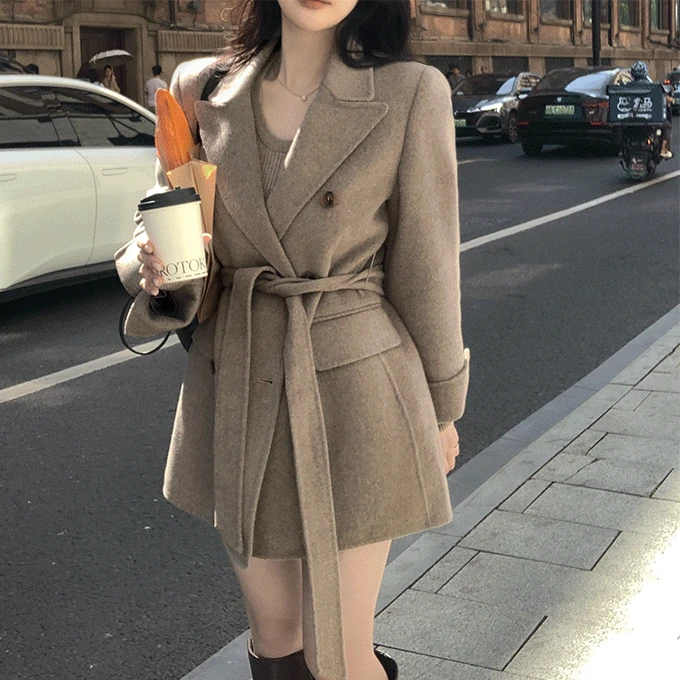 [자체제작] 2ver. 아르노 캐시미어10 울72 카라 벨티드 핸드메이드 코트 (숏/롱) -4 color