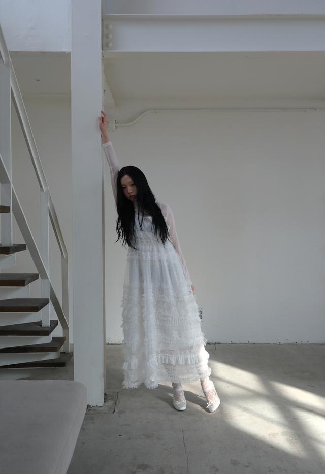 【Loulouseoul】Margaret Slim Fit Dress (Pink) Margotta - Maxi Dress with Asymmetrical Flared Bottom and