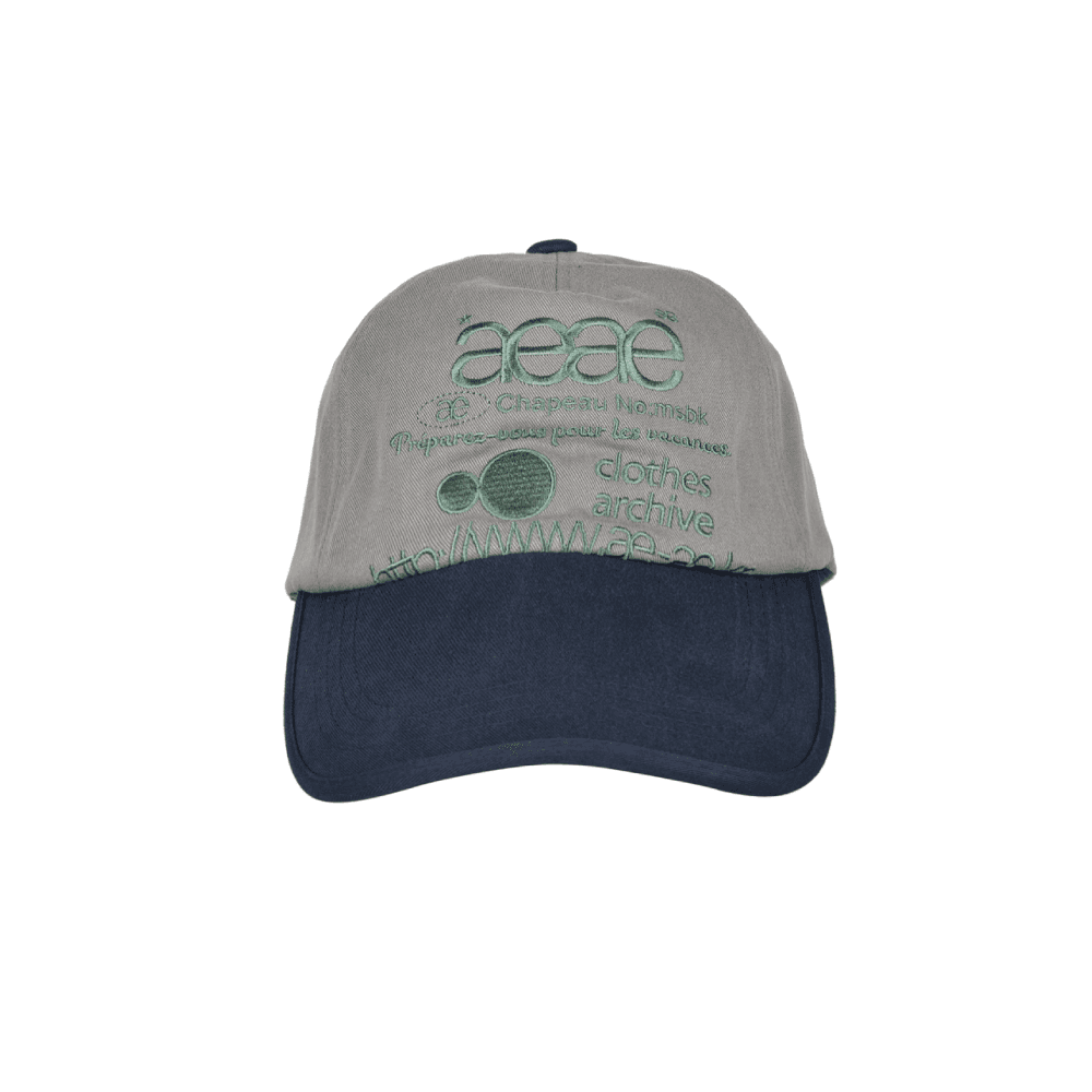 WEB LOGO 5 PANNEL BALL CAP - [GREY/NAVY]
