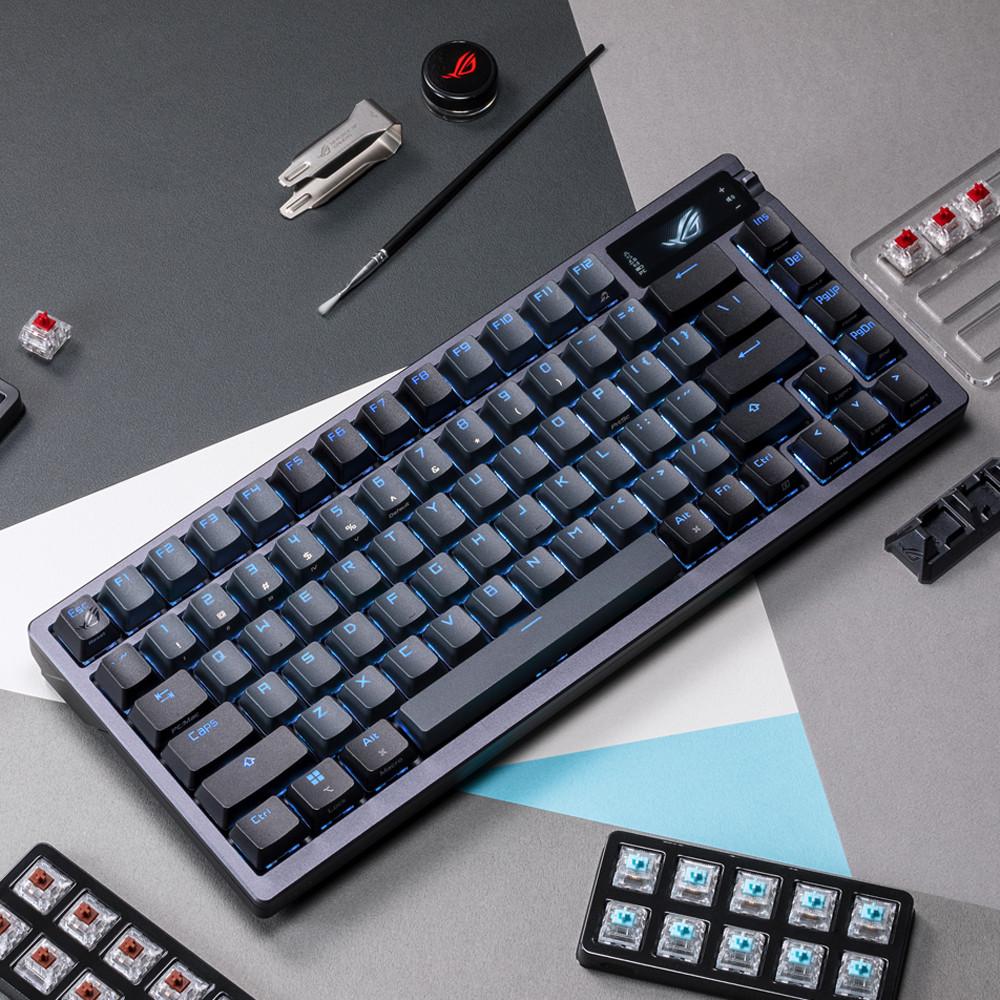 ASUS ROG AZOTH NX PBT 무선 커스텀 키보드, 영문 청축