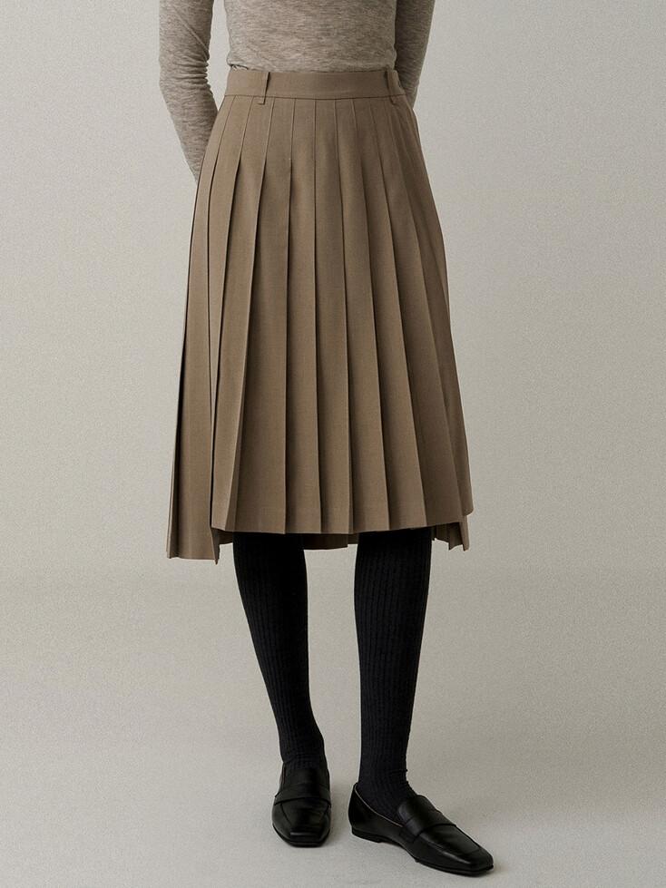 pleats wool skirt (beige)