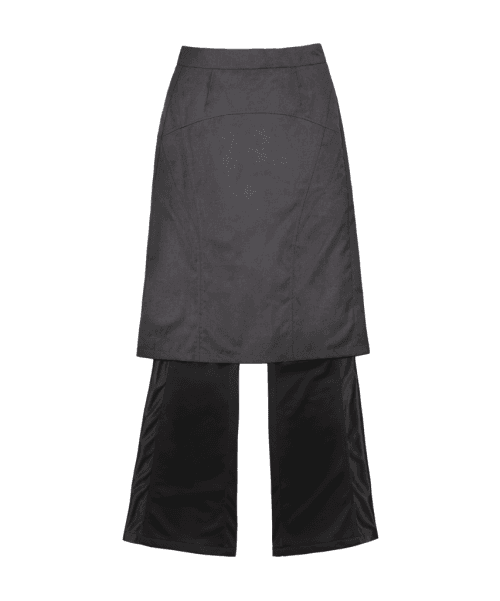 Jersey Pleats Skirt Pants / Black