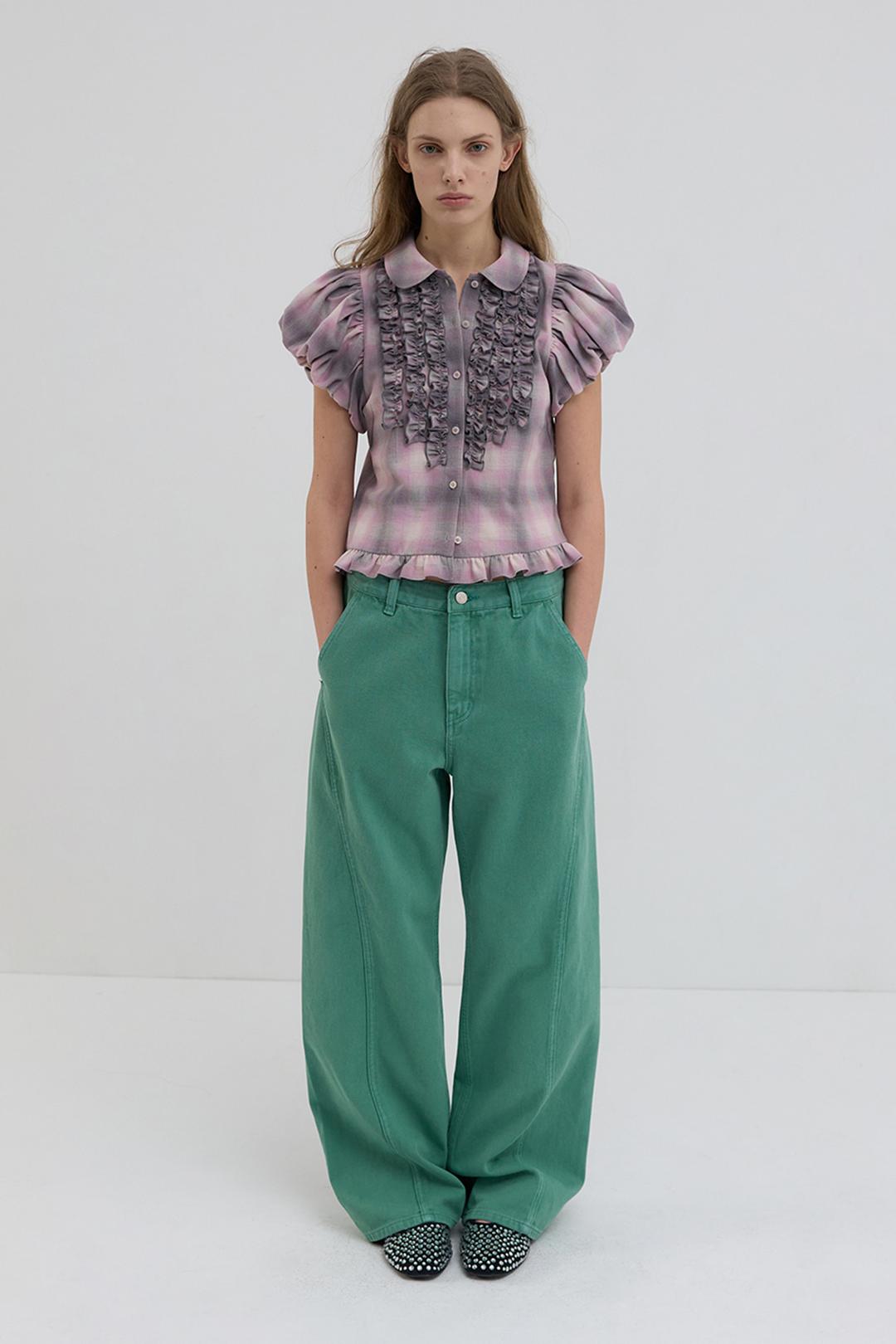 VINTAGE CURVED DENIM PANTS_PEPPERMINT