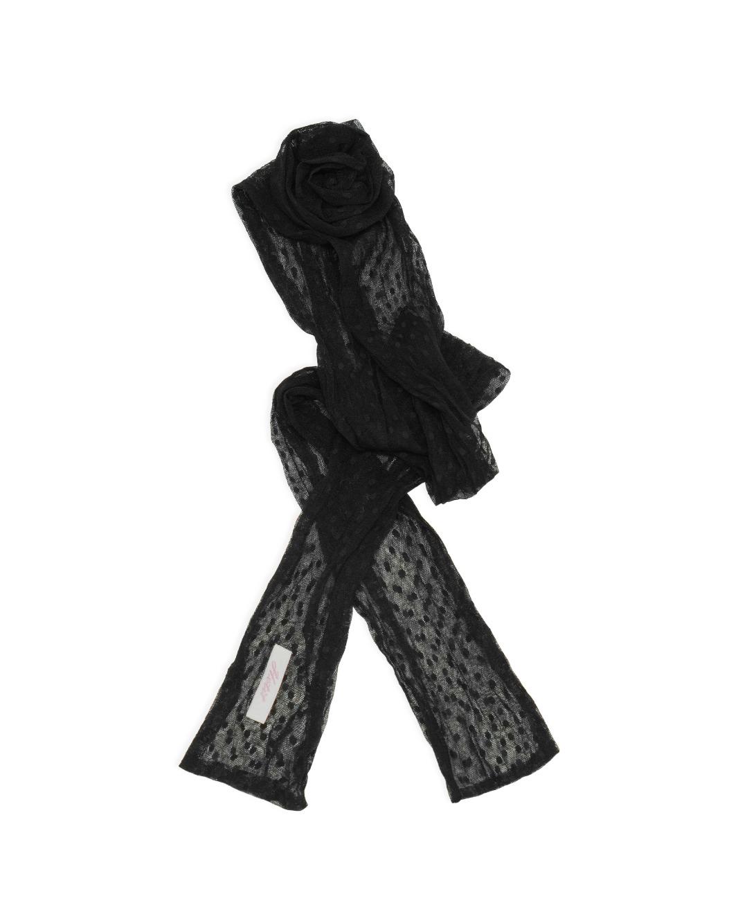 Wrinkle Dot Rose Scarf (Black)